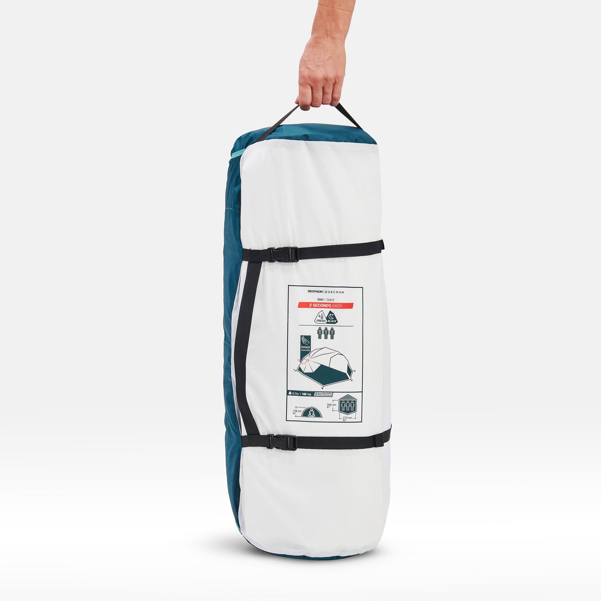 Quechua 2 Second Easy Fresh & Black Waterproof Pop Up Camping Tent 3 Person - Image 18